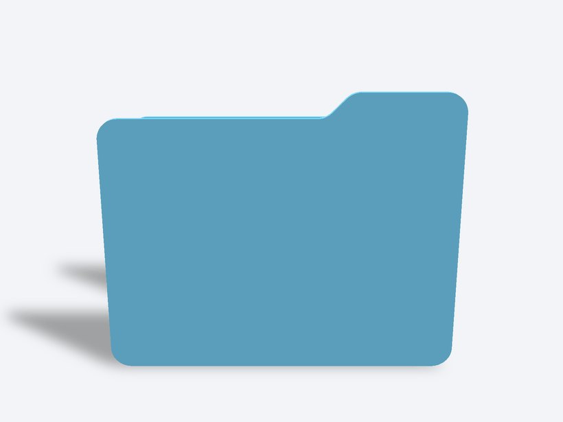 The mail organizer turning from straight on to forty-five degrees, showing the spine and the divider between the two panels.